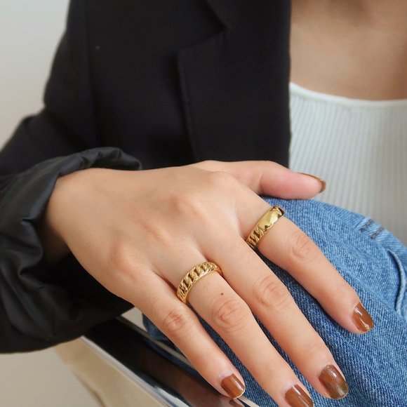 NEW 18K Gold Plated Chain Link Ring z - Picture 7 of 10